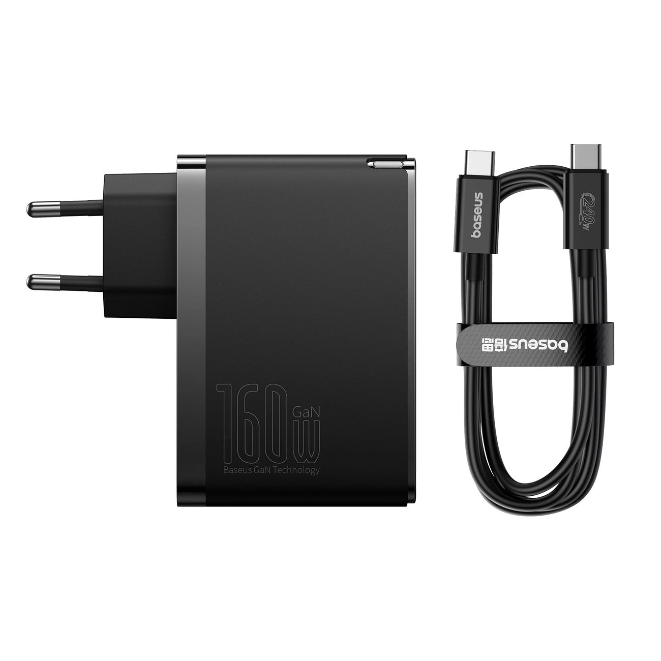 Carregador Baseus GaN5 Pro 160W / 2x USB-C 1x USB-A / Preto / cabo USB-C para USB-C 240W incluído