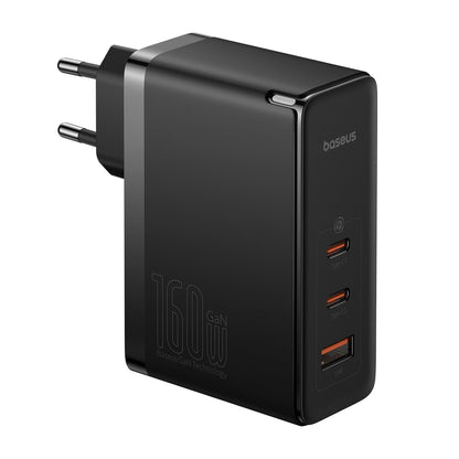 Carregador Baseus GaN5 Pro 160W / 2x USB-C 1x USB-A / Preto / cabo USB-C para USB-C 240W incluído