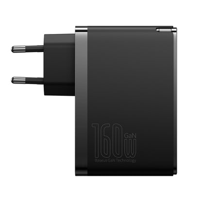 Carregador Baseus GaN5 Pro 160W / 2x USB-C 1x USB-A / Preto / cabo USB-C para USB-C 240W incluído