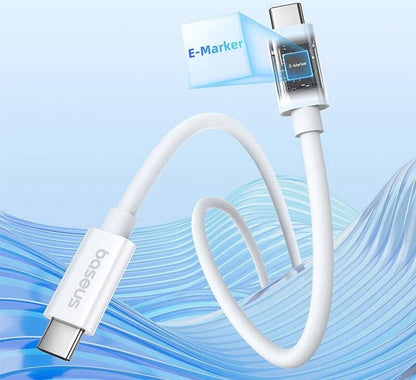 Cabo Baseus Superior 2 USB-C para USB-C 240W, 1,8m (Branco)