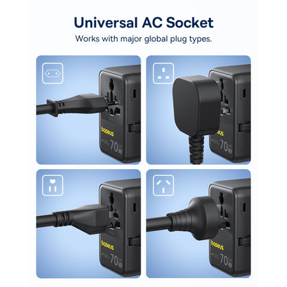 Adaptador de Viagem Baseus EnerCore CG11 70W Preto