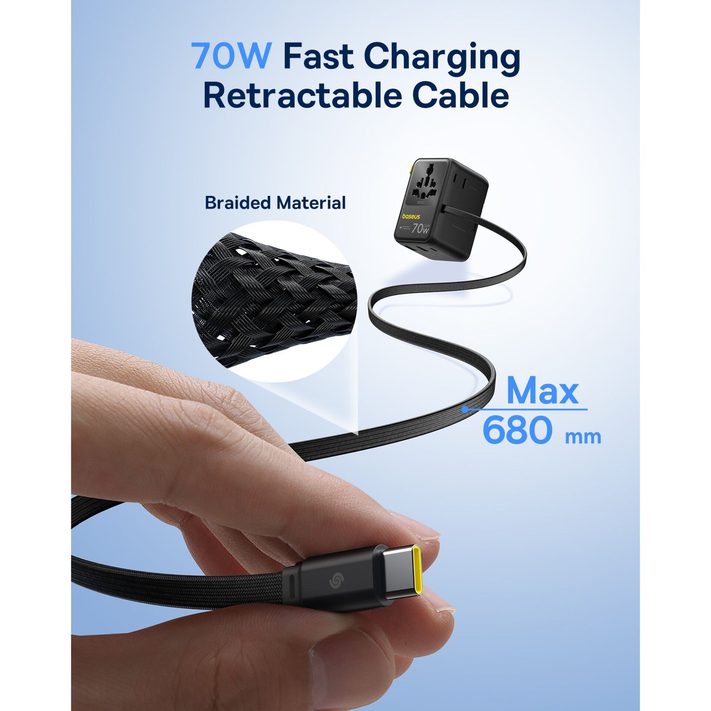 Adaptador de Viagem Baseus EnerCore CG11 70W Preto