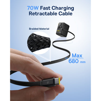 Adaptador de Viagem Baseus EnerCore CG11 70W Preto