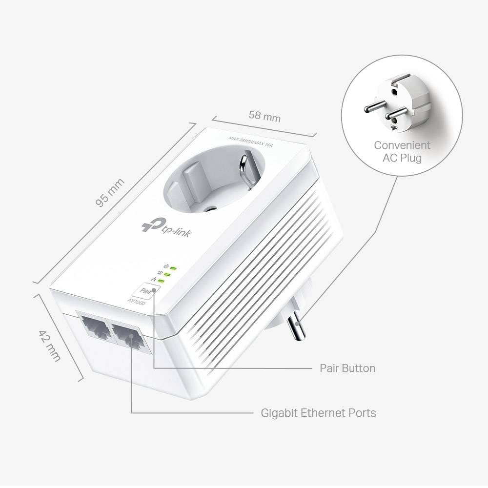 Adaptador Powerline TP-Link TL-PA7027P KIT 1000Mbps / Alcance de 300m / Pack de 2