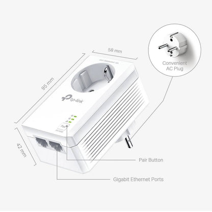 Adaptador Powerline TP-Link TL-PA7027P KIT 1000Mbps / Alcance de 300m / Pack de 2