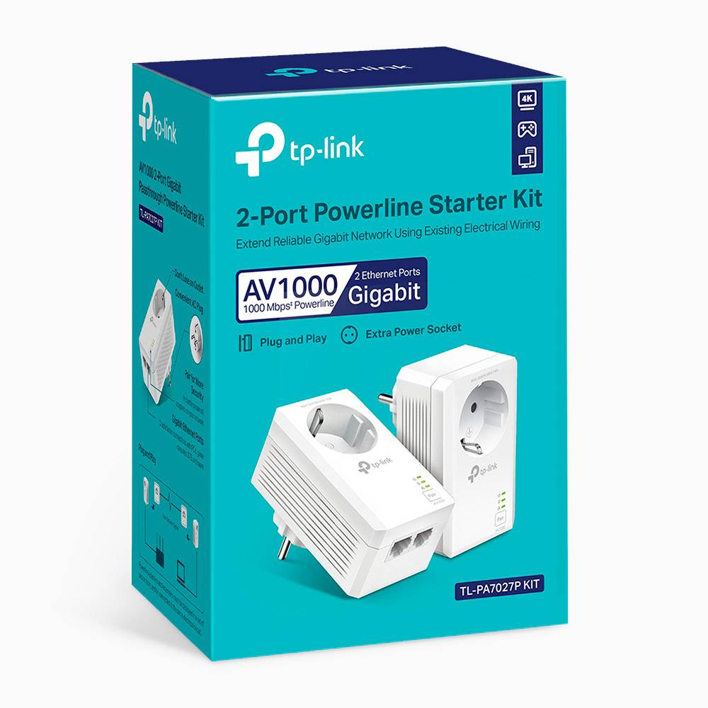 Adaptador Powerline TP-Link TL-PA7027P KIT 1000Mbps / Alcance de 300m / Pack de 2