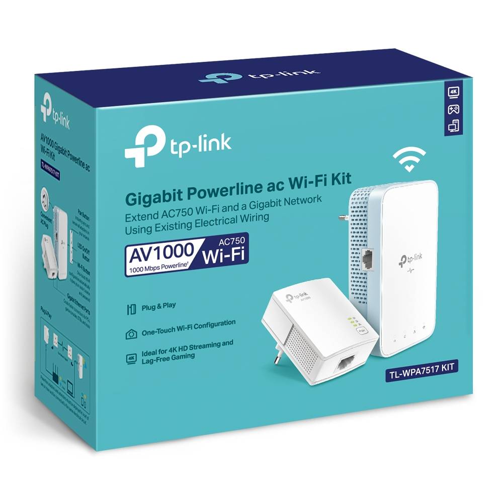 Powerline TP-Link TL-WPA7517 KIT AV1000 HomePlug AV2 Gigabit AC750 Dual-Band Wi-Fi Kit