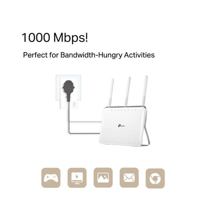 Powerline TP-Link TL-PA7017P KIT AV1000 HomePlug AV2 Gigabit Passthrough Starter Kit