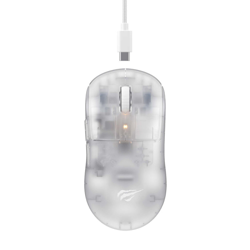 Rato Gaming Wireless Havit MS970WB Pro 12000DPI Tri-Mode Branco Transparente