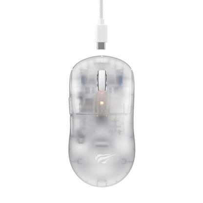 Rato Gaming Wireless Havit MS970WB Pro 12000DPI Tri-Mode Branco Transparente