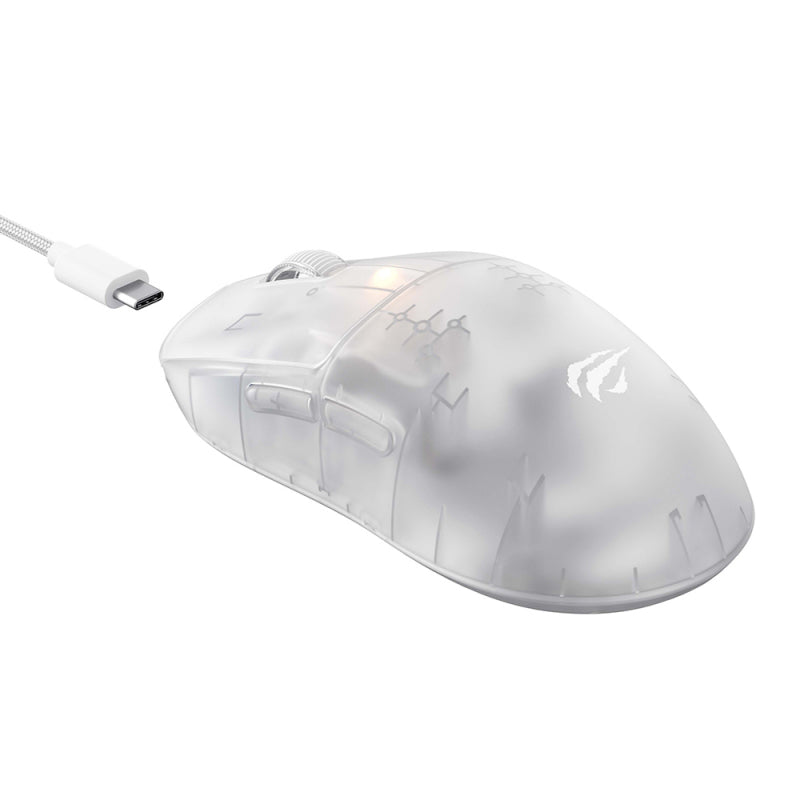 Rato Gaming Wireless Havit MS970WB Pro 12000DPI Tri-Mode Branco Transparente