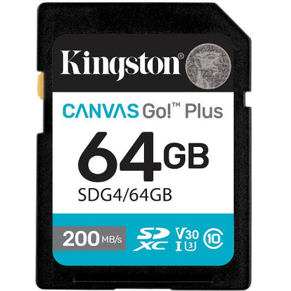 Kingston Technology 64GB SDXC Canvas Go Plus Gen4 200MB/s C10 UHS-I U3 V30_1
