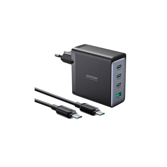 Carregador de parede JOYROOM / 100W / 3 USB-C + 1 USB-A / Cabo USB-C para USB-C 1.2m incluído
