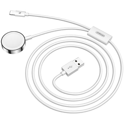 Carregador Indutivo 2 em 1 para Apple Watch / Lightning Joyroom S-IW002S / 1.5m / branco