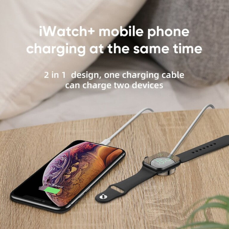 Carregador Indutivo 2 em 1 para Apple Watch / Lightning Joyroom S-IW002S / 1.5m / branco
