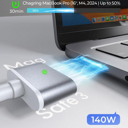 Cabo Carregamento USB-C Lisen MagSafe 3 140W 2 m Prateado