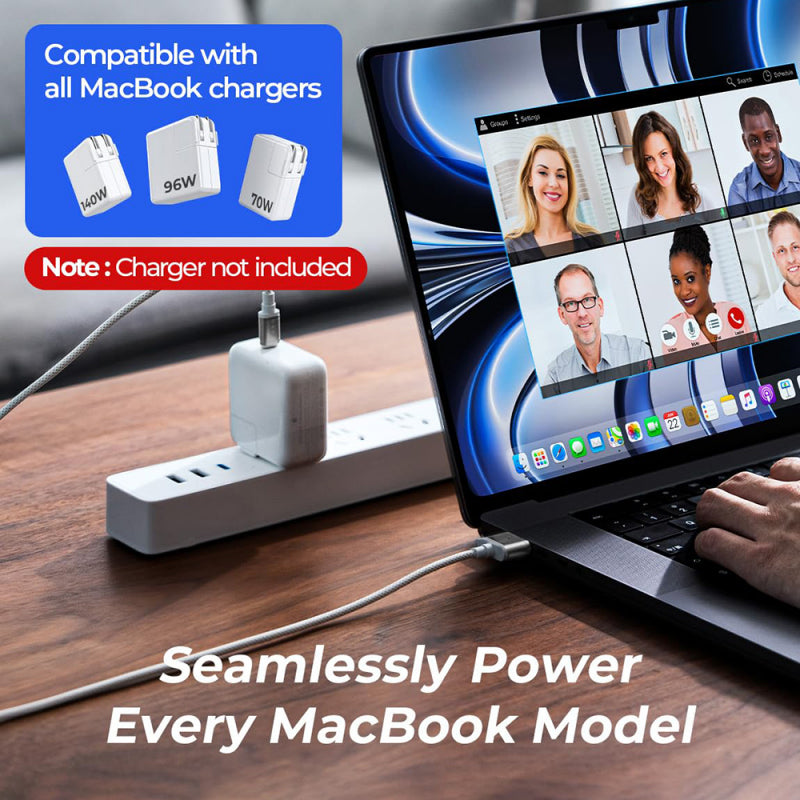Cabo Carregamento USB-C Lisen MagSafe 3 140W 2 m Prateado