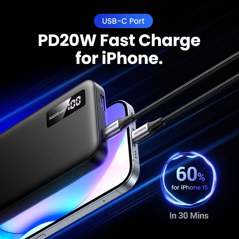 Powerbank UGREEN PB311 PD 20W 10000mAh Fast Charging Preta