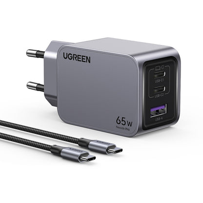 Carregador UGREEN X755 Nexode Pro 65W GaN com 2 USB-C, USB-A e Cabo USB-C