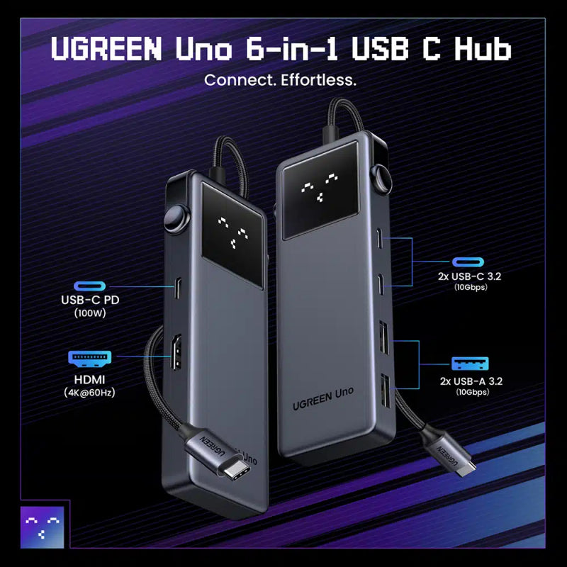 Hub USB-C UGREEN CM888 Uno 6 em 1 10Gbps HDMI 4K