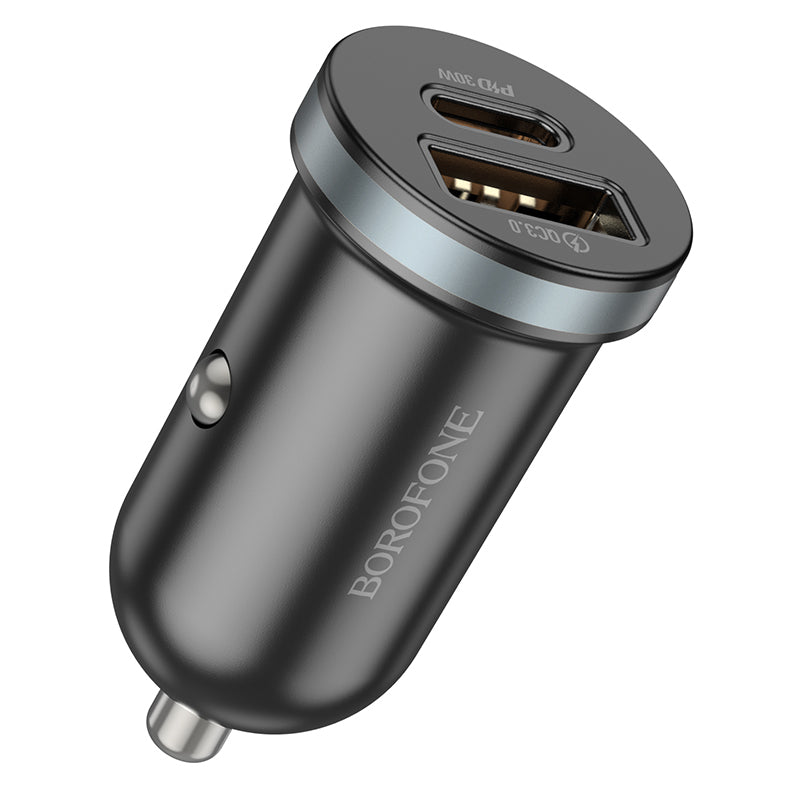 Carregador de Carro Borofone BZ22 30W USB A e USB C Preto