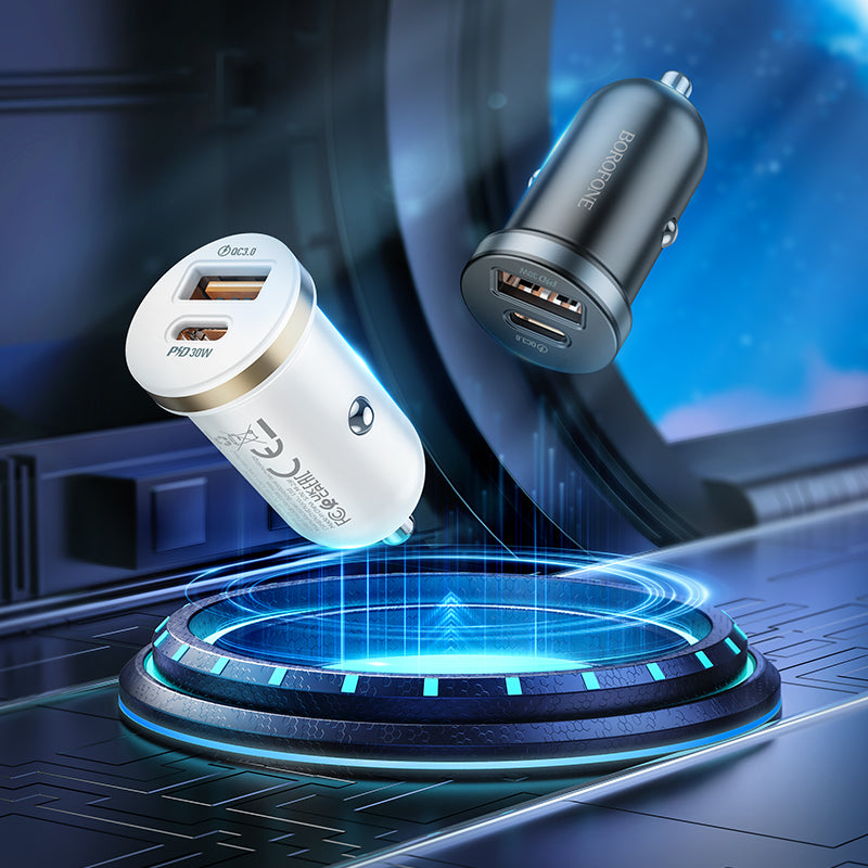 Carregador de Carro Borofone BZ22 30W USB A e USB C Preto