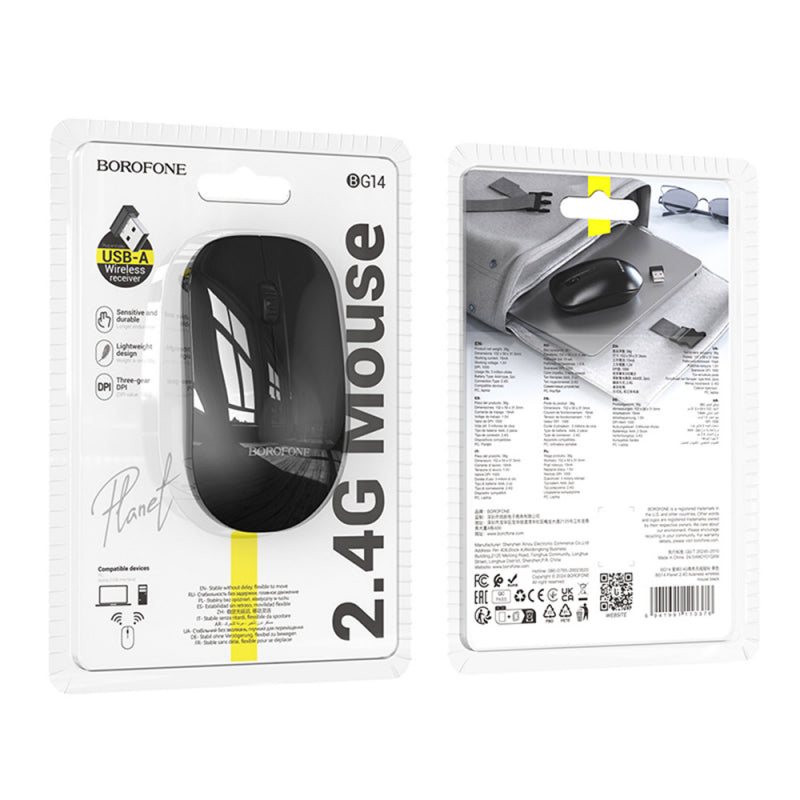 Rato Wireless Borofone BG14 Planet Bluetooth 1000DPI Preto