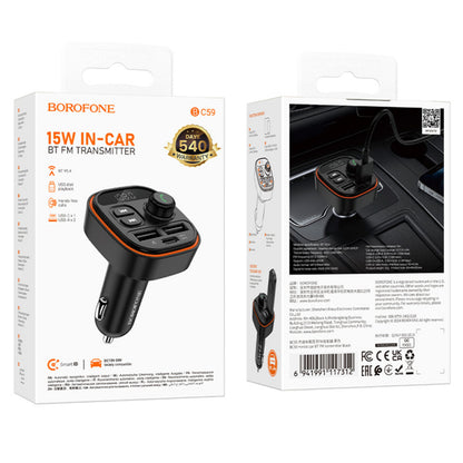Transmissor FM Bluetooth Borofone BC59 Heroic Carregador USB