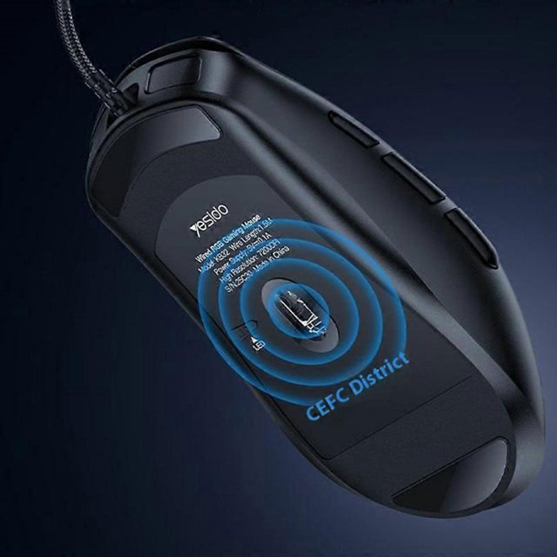 Rato Gaming Yesido KB32 RGB 7200DPI Preto