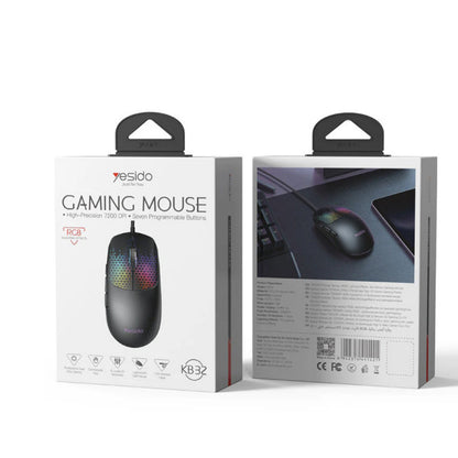 Rato Gaming Yesido KB32 RGB 7200DPI Preto