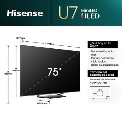 Televisão Smart TV Hisense 75U7NQ (2024) 75"/190,5cm ULED Mini-LED 4K UHD VIDAA