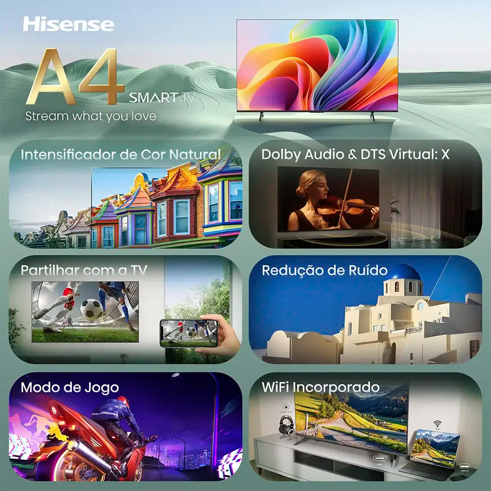Smart TV Hisense A4S 32” HD Ready LED HomeOS 2026