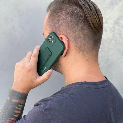 Wozinsky Kickstand Case silicone case with stand for iPhone 12 Pro Max dark green_5
