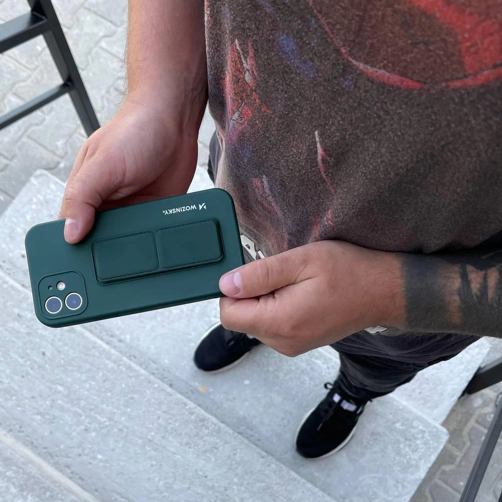 Wozinsky Kickstand Case silicone case with stand for iPhone 12 Pro Max dark green_6
