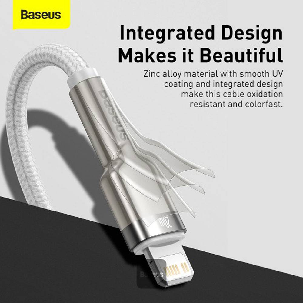 Cabo Baseus Cafule USB-C p/ Lightning / PD 20W / 1m / Branco