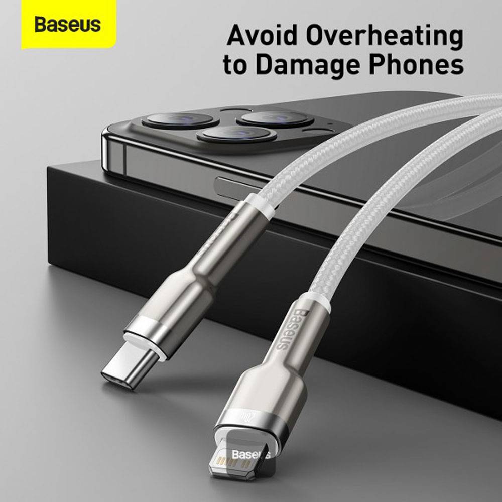 Cabo Baseus Cafule USB-C p/ Lightning / PD 20W / 1m / Branco
