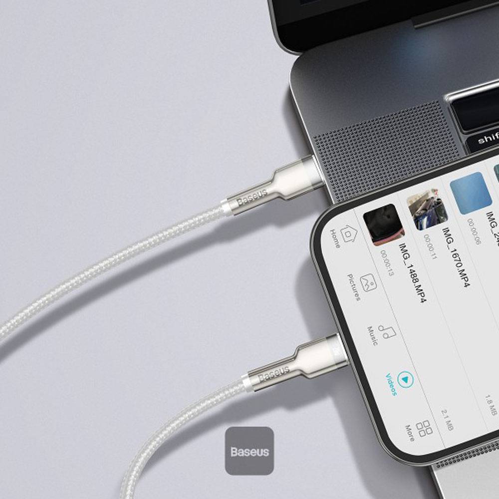 Cabo Baseus Cafule USB-C p/ Lightning / PD 20W / 1m / Branco