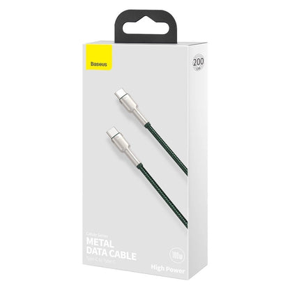 Cabo USB-C para USB-C Baseus Cafule / 100W / 2m / Verde