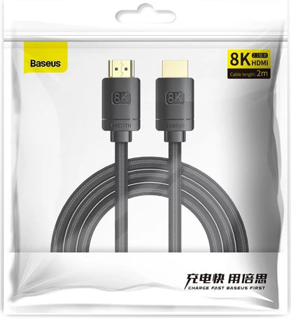 Cabo HDMI 2.1 Baseus High Definition Series / 8K 60Hz / 3D / HDR / 48Gbps / 3m / Preto