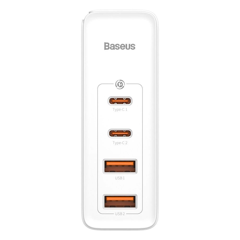 Carregador Baseus GaN2 Pro Quick  2x USB + 2x USB-C / 100W / EU / Branco / Cabo USB-C - USB-C Incluído