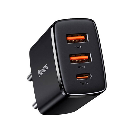 Carregador Baseus CCXJ-E01 USB-C e USB-A / 30W Fast Charger PD/QuickCharge 3.0 / Preto