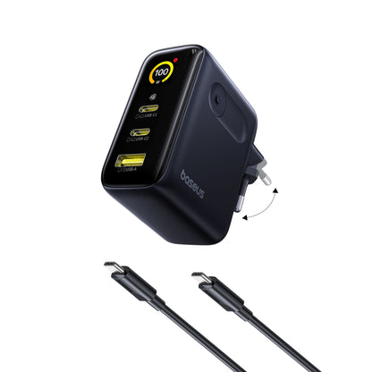 Carregador Baseus PicoGo AE21 100W GaN 2x USB-C + USB-A Preto