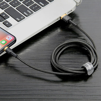 Cabo Dados Baseus Cafule USB para Lightning / 2m / Preto e Dourado