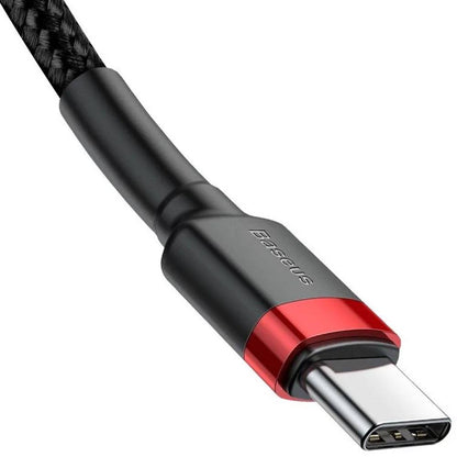 Cabo USB-C Baseus Cafule / PD 60W / 1m / Preto/Vermelho