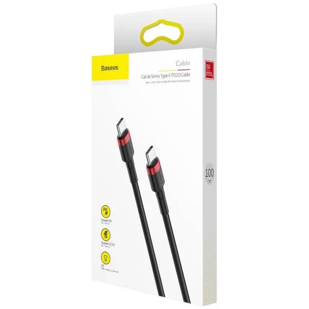 Cabo USB-C Baseus Cafule / PD 60W / 1m / Preto/Vermelho