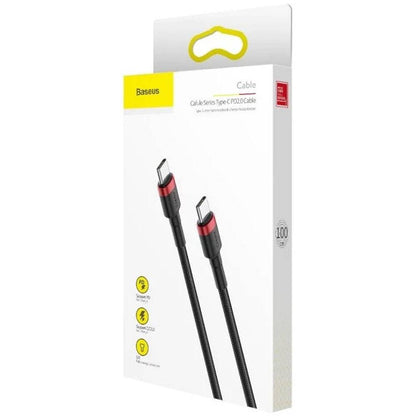 Cabo USB-C Baseus Cafule / PD 60W / 1m / Preto/Vermelho