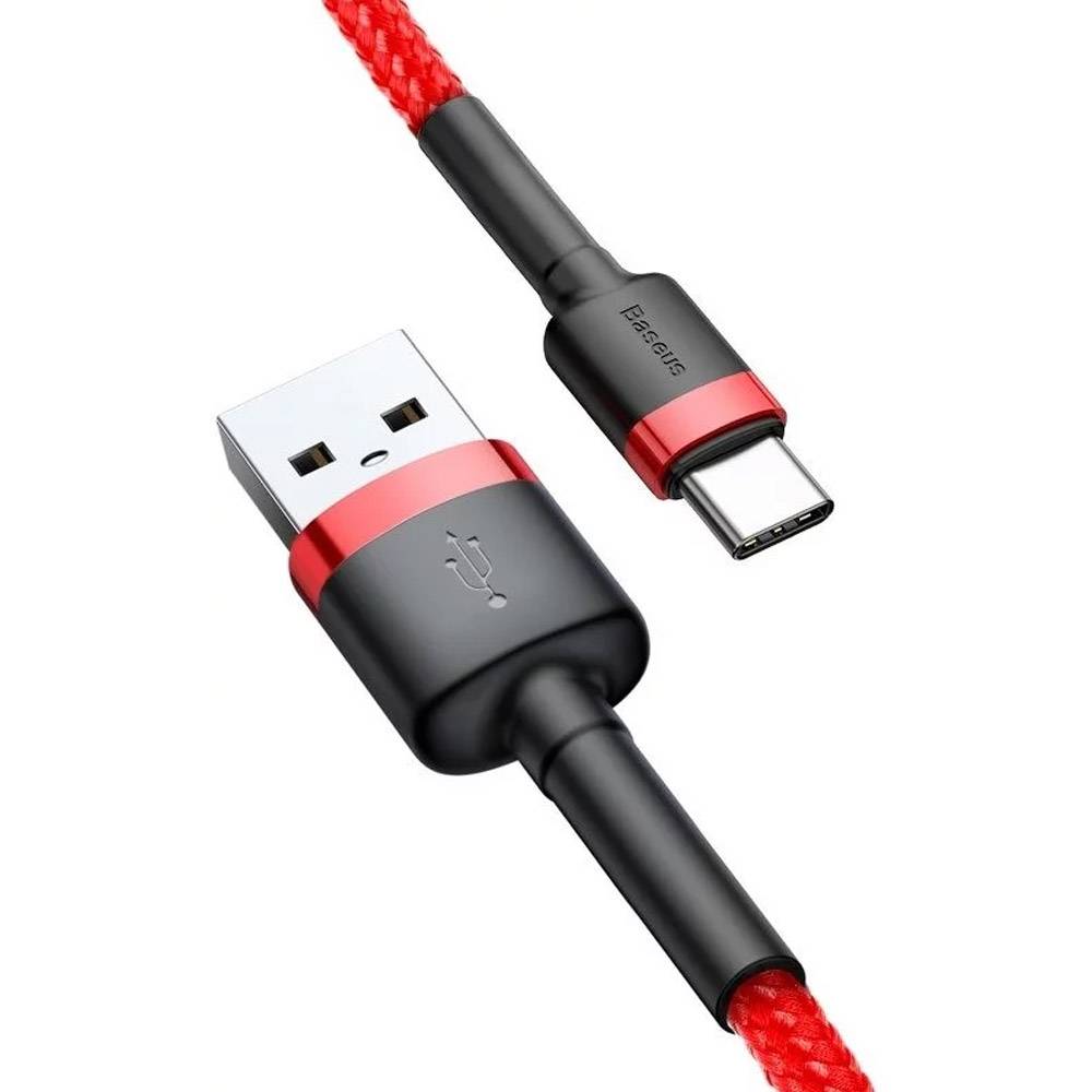 Cabo Baseus Cafule USB-A para USB-C / 3A 20W / 3m / Vermelho