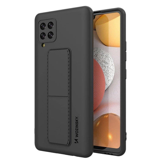 Wozinsky Kickstand Case Silicone Stand Cover for Samsung Galaxy A42 5G Black_0