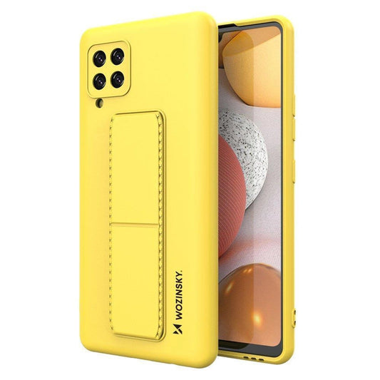 Wozinsky Kickstand Case Silicone Stand Cover for Samsung Galaxy A42 5G Yellow_0
