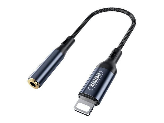 Adaptador de Áudio Remax Lightning (iPhone) para Jack 3.5MM / 15cm / Preto